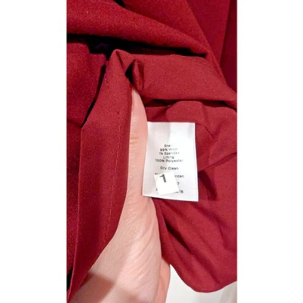 Talbots Red Wool Blend Midi Skirt Size 14 Side Slit Career Office Chic‎ 90s Boho